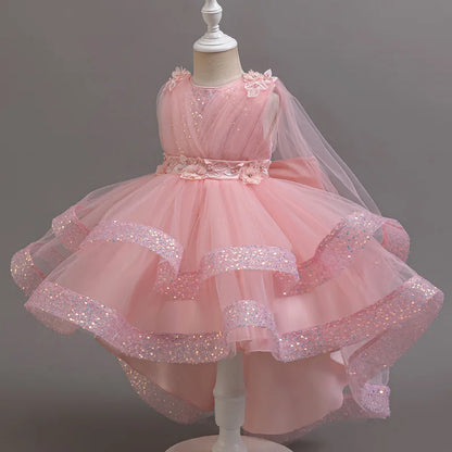 Tailing Dresses For Flower Girls Party Princess Purple Dress Kids Girl Dresses For Wedding Birthday Ceremony