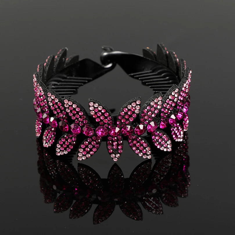 AWAYTR Fashion Rhinestone Hair Claws Ponytail Holder Hairpin Women Crystal Bird Nest Twist Clip Bun Hair Clip Hair Accessories