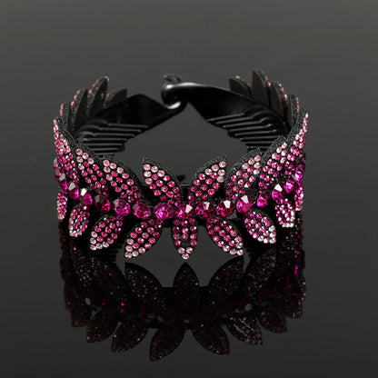 AWAYTR Fashion Rhinestone Hair Claws Ponytail Holder Hairpin Women Crystal Bird Nest Twist Clip Bun Hair Clip Hair Accessories