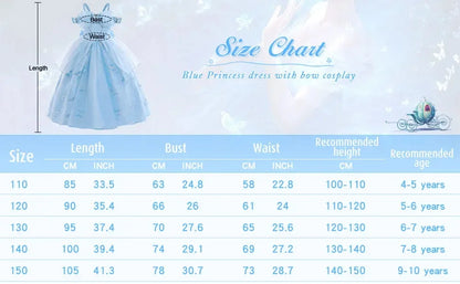 Children's Party Dresses For Girls Elegant Cinderella Princess Dress Kids Girl Butterfly Blue Evening Dress Sequin Prom Dress