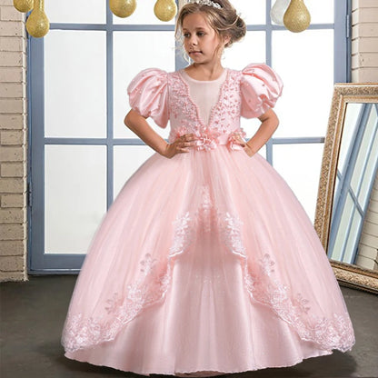 New Gorgeous Girls Party Dress Opening Ceremony Clothing Halloween Performance Dance Princess Skirt 4-12T Christmas dress