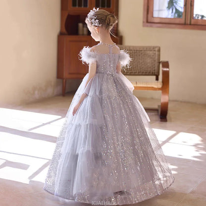 Party Dress Girls Evening Princess Dresses Vestido Piano Recital Performance Outfit Gown Children Costume Birthday Pageant Host