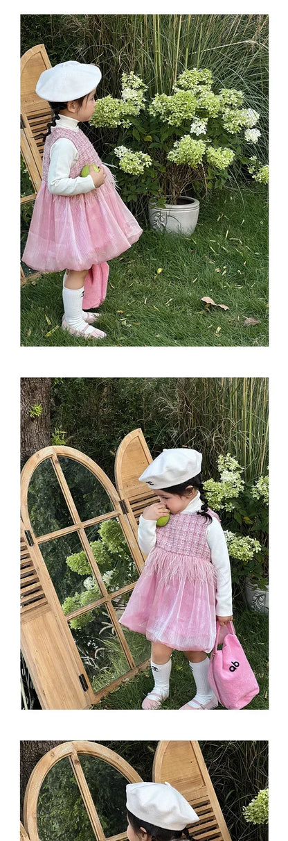 2025 Newborns Baby Dresses Sets for Girls Children's Elegant Dress forPlaid Vestidos Birthday Winter Infants Knitted Sweater
