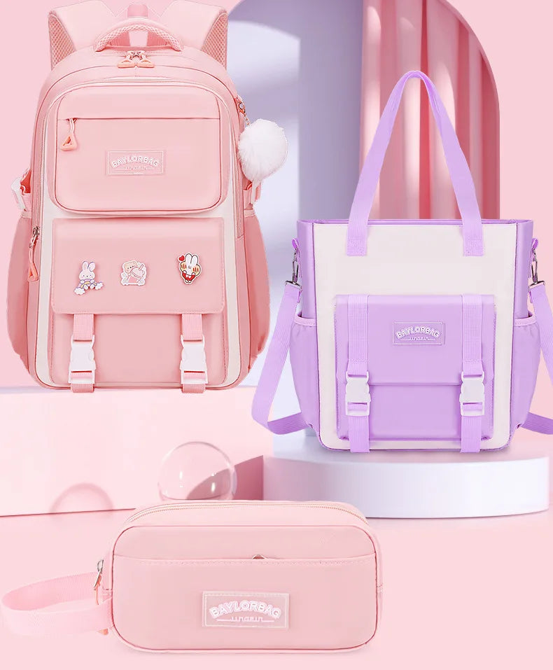 New Anti-splashing High-quality Middle High School Student Schoolbag Girls Large-capacity Burden-reducing Children's Backpack