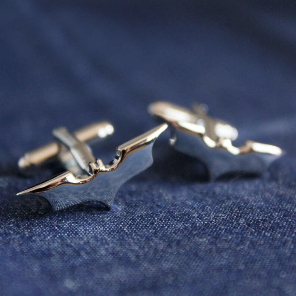 Bat, gunmetal black cufflinks, silver accessories, novelty accessories, gifts for men