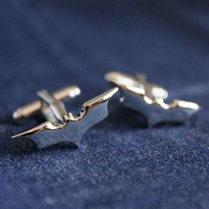 Bat, gunmetal black cufflinks, silver accessories, novelty accessories, gifts for men