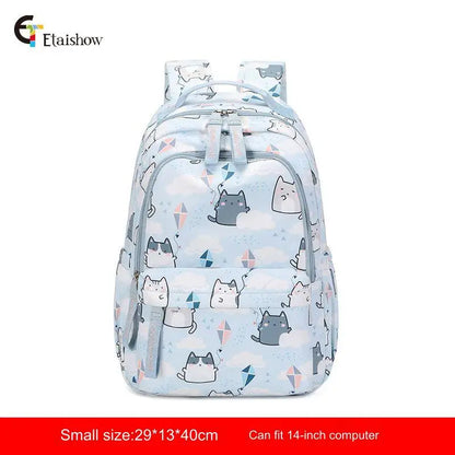 School Bags for Girls Cute Printing Cat School Backpack and Handbag Kawaii Children Backpack Back To School 2024 Mochila Escolar