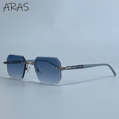 Fashion Rimless Square Sunglasses Men 2025 Luxury Brand Outdoor UV400 Sun Glasses For Male Classic Polygon Frameless Eyewear