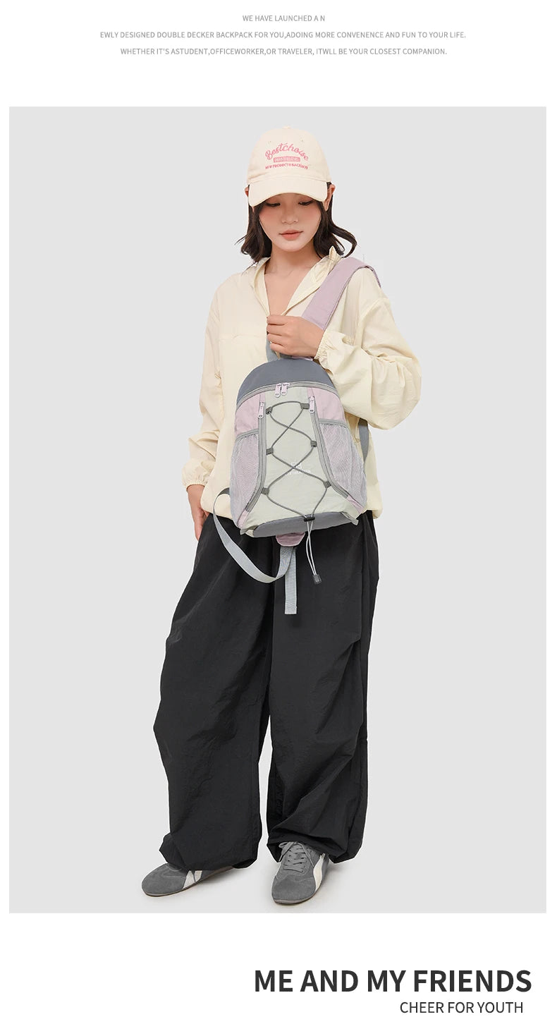 Women's Schoolbag - Ins Japanese-Style, Large-Capacity, Cute Drawstring Backpack, New Versatile Student Laptop Bag for Outdoor S