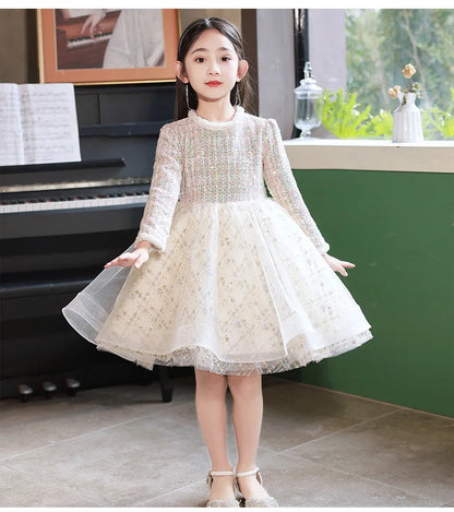 Girl's Dress Entry Lux Elegant Princess Dress Host Piano Playing Flower Girl Bubble Skirt