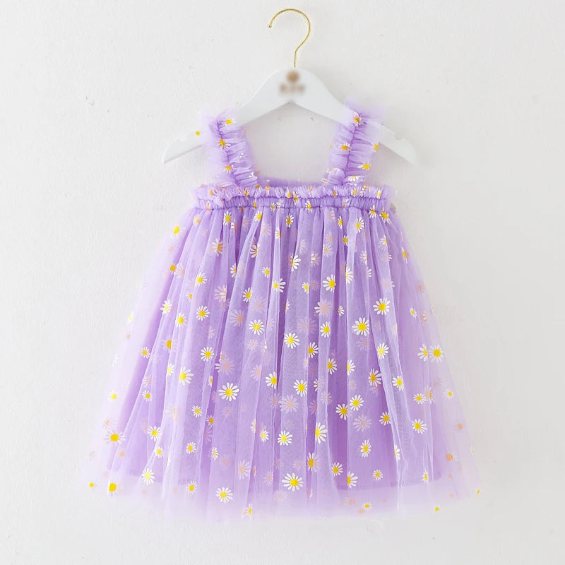 Eu's SWIND Baby Girls Summer Dresses Floral Sleeveless Birthday Party Evening Children Clothes Sweet Toddler Kids Costume