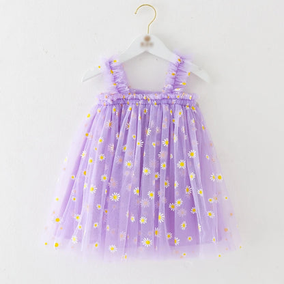 Eu's SWIND Baby Girls Summer Dresses Floral Sleeveless Birthday Party Evening Children Clothes Sweet Toddler Kids Costume