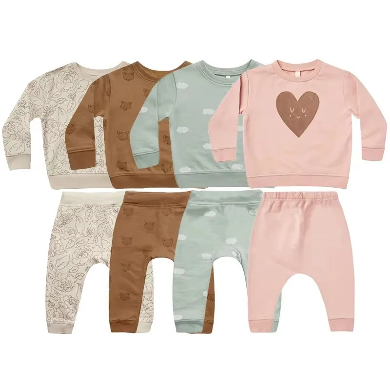 Newborn Baby Clothes Outfits Cute Cartoon Long Sleeve Top + Pants Spring Autumn Toddler Boy Homewear Suits