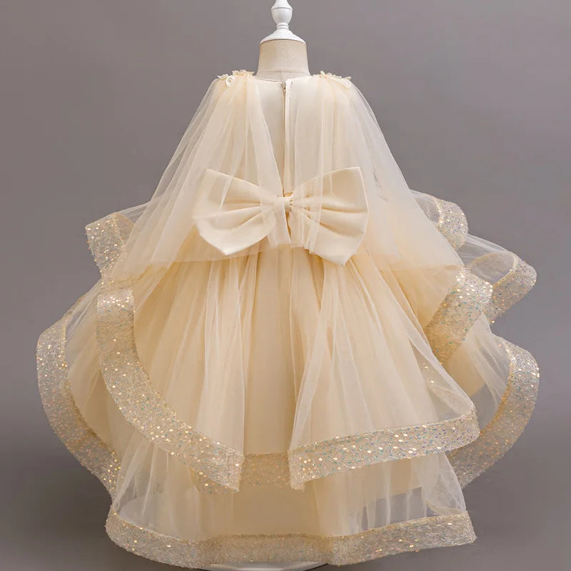Tailing Dresses For Flower Girls Party Princess Purple Dress Kids Girl Dresses For Wedding Birthday Ceremony