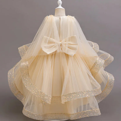 Tailing Dresses For Flower Girls Party Princess Purple Dress Kids Girl Dresses For Wedding Birthday Ceremony