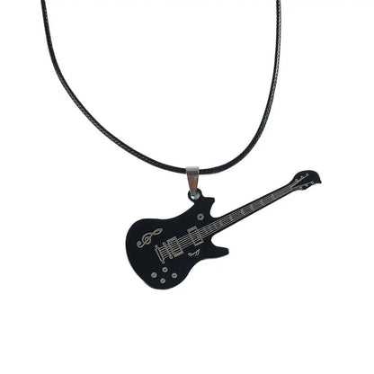 Stylish Gift For Men Pendant Guitar Leather Sweater chain Clavicle Chain Jewelry Fashion Accessories Necklaces