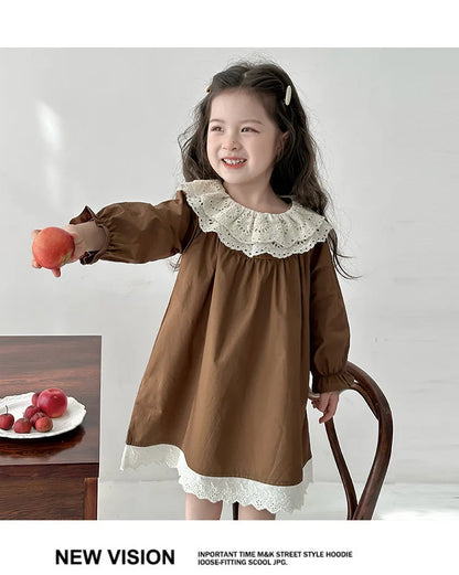 Girls' Dress Spring and Autumn 2025 New Children's Foreign Spring Dress Long Sleeve Skirt Spring Girl Princess Dress