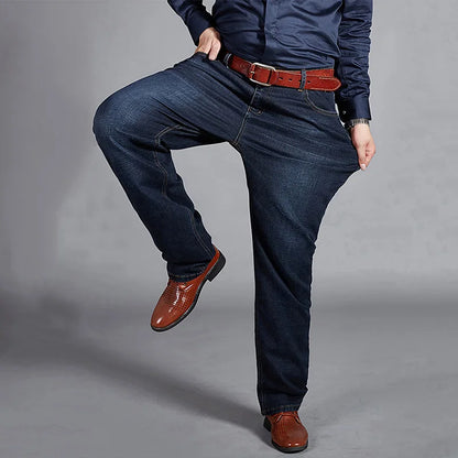 Oversized Jeans For Men 10XL(50 Inch) - Plus Size Straight Leg Stretch Pants Blue Big & Tall Streetwear Classic 5 Pocket Design
