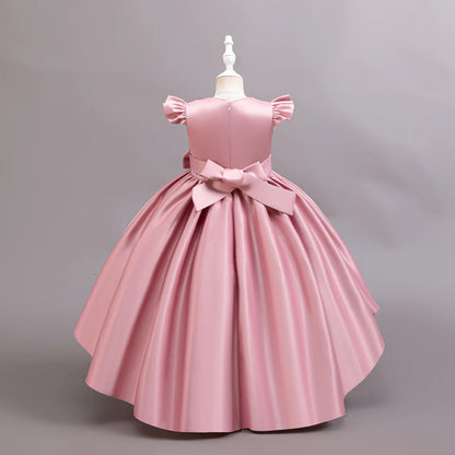 Girl Black Gown Girls Fly Sleeveless Dress Children Wedding Evening Birthday Party Princess Dresses For Children Girls