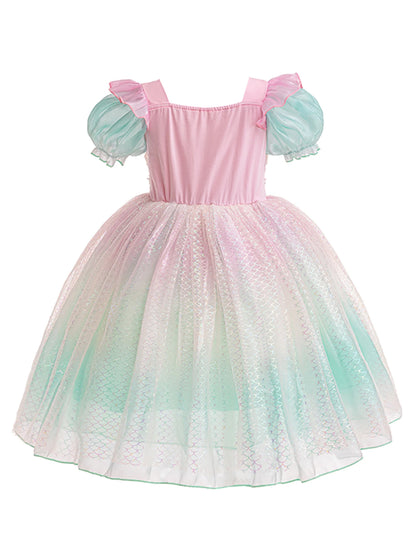 Kids Fall Dresses For Party Outfit Girl Princess Dress Costume Christmas Halloween Fancy Party Dress Sequined Splicing Mesh