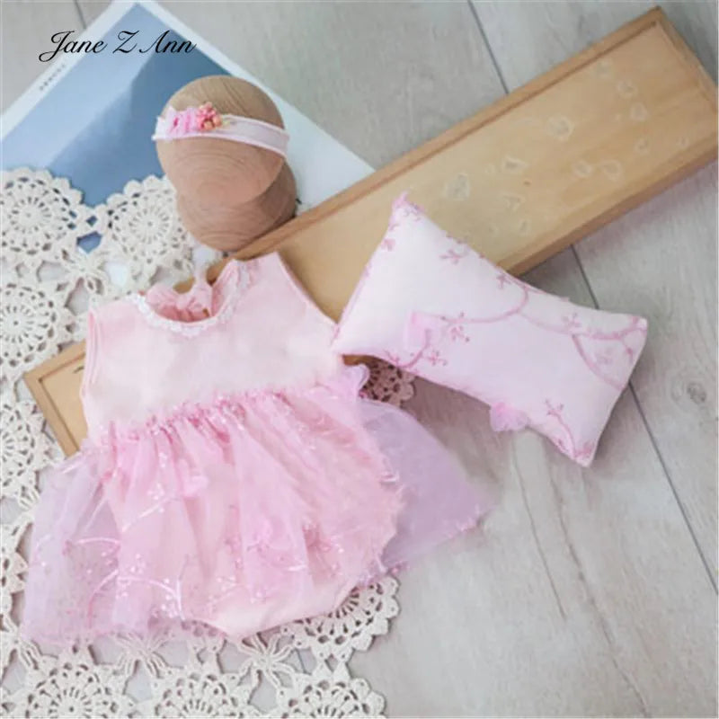 Newborn photography dress suit newborn  baby girls 100 days photo studio twins  children props clothes pillow