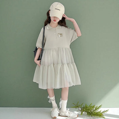 Summer Kids Outfits Lace Gray Dresses for Girls Princess Short Dress Baby Children Clothes Party Costumes 4 6 8 9 11 10 12 Years