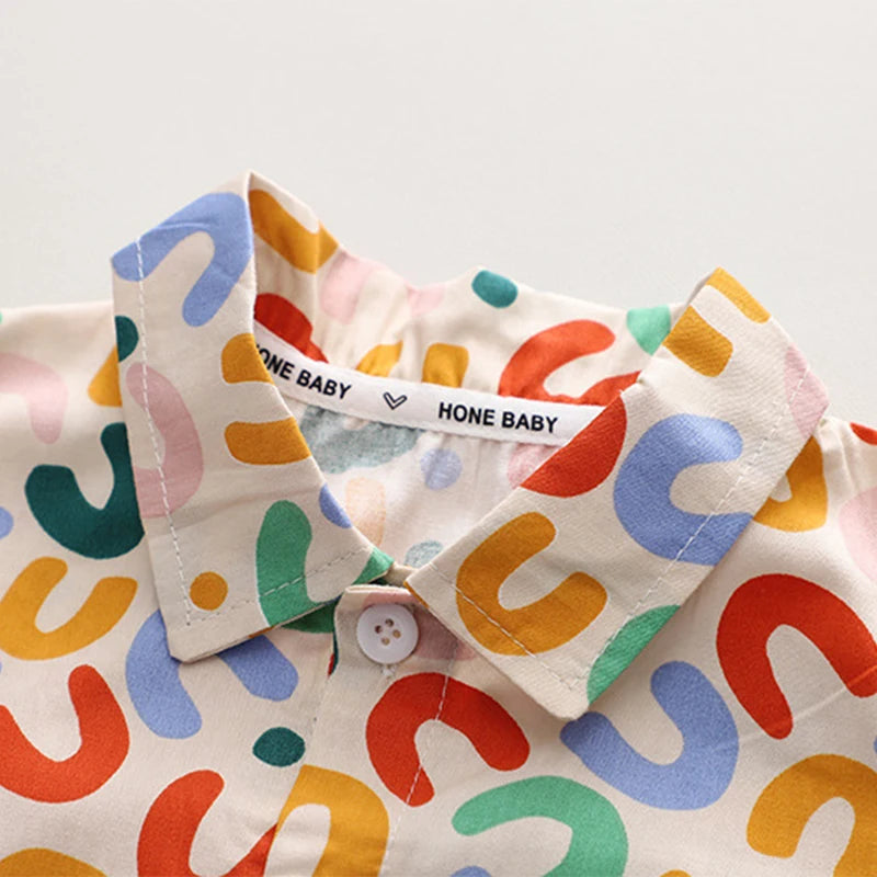 Summer Baby Boy Outfits Suit Fashion Print Kids Shirt Short Pant Sets Thin Cotton Toddler Tee Tops Children Clothes Tracksuits