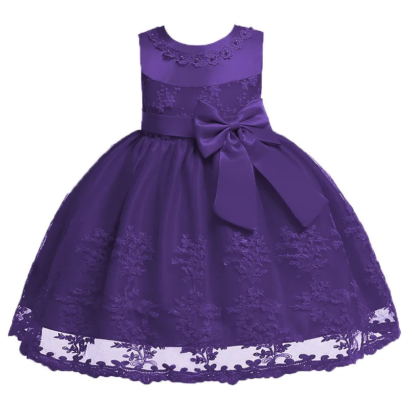 Newborn Baby Dress For Girls Embroidery Flower Big Bow Dresses Toddler Kids Birthday Party Wedding Vestidos 0 to 3 Years Old