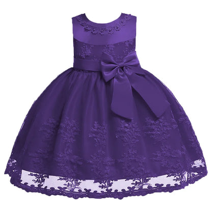 Newborn Baby Dress For Girls Embroidery Flower Big Bow Dresses Toddler Kids Birthday Party Wedding Vestidos 0 to 3 Years Old