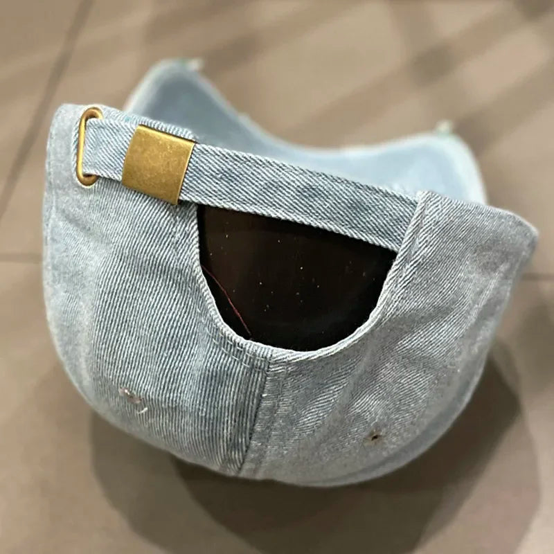 Washed Denim cotton baseball cap Vintage broken hole cap women's four seasons  simple fashion versatile  leisure hats for men