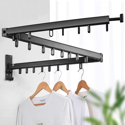 360" Folding Clothes Hanger Wall Mount Indoor & Outdoor Space Saving Aluminum Home Laundry Clothesline