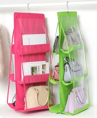 6 pocket dust-proof transparent hanging handbag organizer (Available)