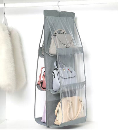 6 pocket dust-proof transparent hanging handbag organizer (Available)