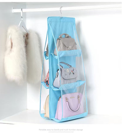 6 pocket dust-proof transparent hanging handbag organizer (Available)