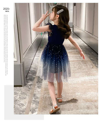 Girls Princess Dresses Star Pattern Girls Sleeveless Kid Dress Teenage Outfits for Girls (Available)