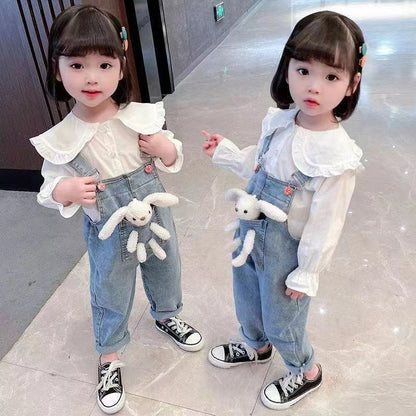 3 PCS Girl Clothing Sets Baby Girl Cartoon Pullover Hoody(Tops+ Jeans+ Doll)Set (Available)