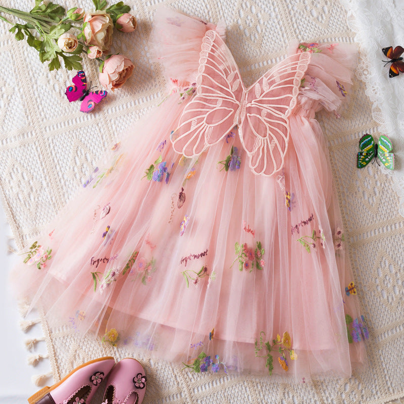 Korean Flower Embroidery Girls' Chiffon Skirt (Available)