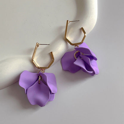 Fashion Jewelry Rose Petal Long Exaggerated Earrings For Women (Available)