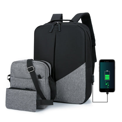 Men's Leisure Travel Large Capacity Three-piece Multifunctional USB Backpack (Available)