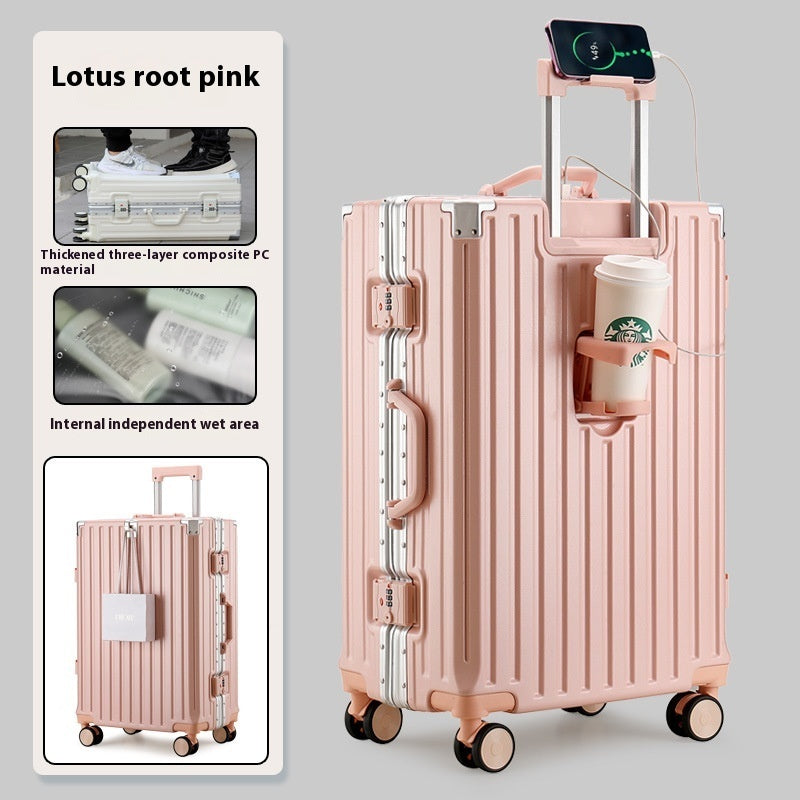 Large Capacity Travel Aluminum Frame Password Luggage  (Available)