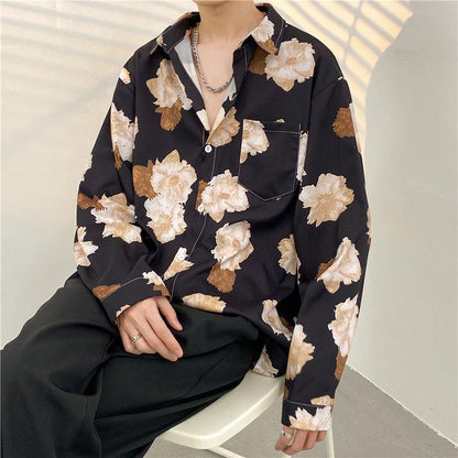 Mens Temperament Fashion Casual Printed Shirt  (Available)