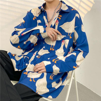 Mens Temperament Fashion Casual Printed Shirt  (Available)
