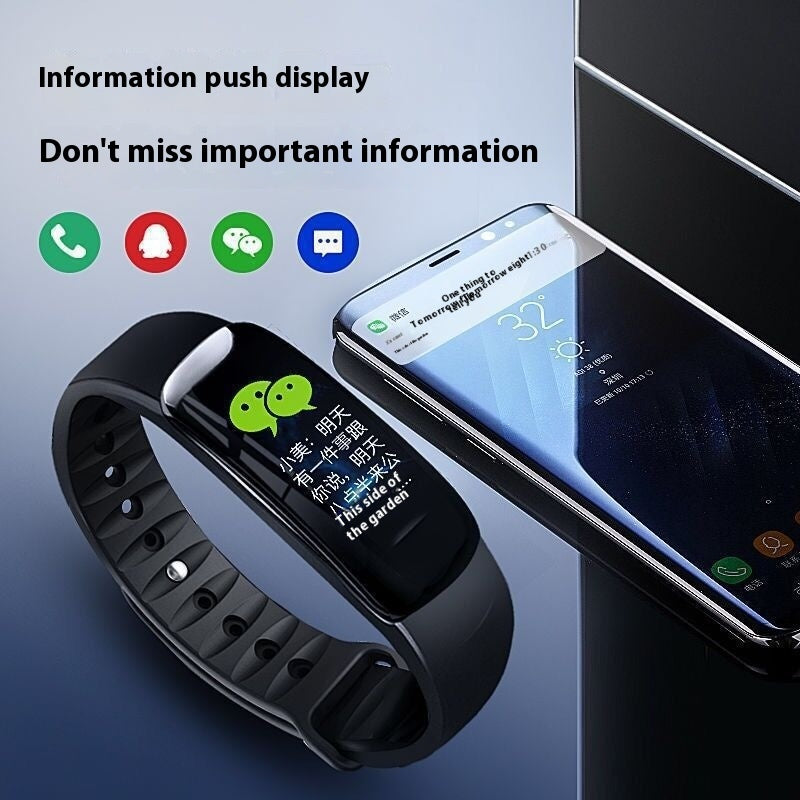 C1 Blood Pressure Heart Rate Waterproof Color Screen Bluetooth Pedometer Sports Watch (Available)