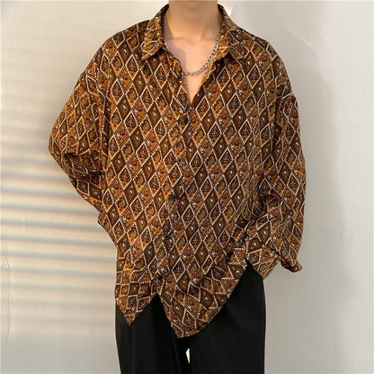 Mens Temperament Fashion Casual Printed Shirt  (Available)