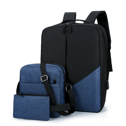 Men's Leisure Travel Large Capacity Three-piece Multifunctional USB Backpack (Available)