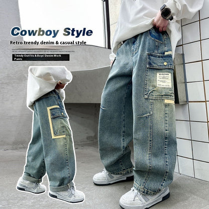 Children's Wear Boys Spring Clothing Pants Straight  (Available)