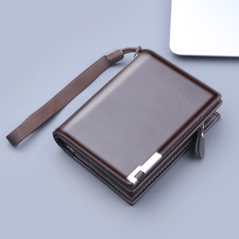 Men's Zipper Wallet Men's Large Capacity Three Fold (Available)
