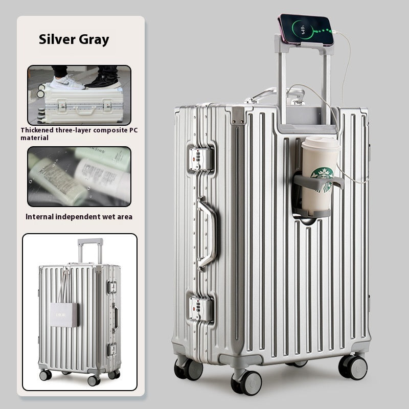 Large Capacity Travel Aluminum Frame Password Luggage  (Available)