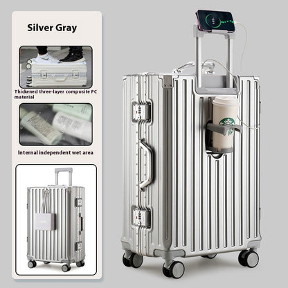 Large Capacity Travel Aluminum Frame Password Luggage  (Available)