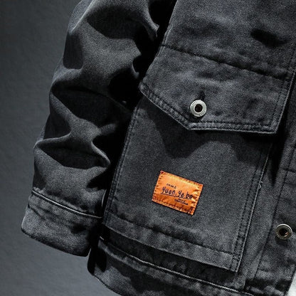 High-grade Black And Gray Denim Coat Men's Autumn New (Available)